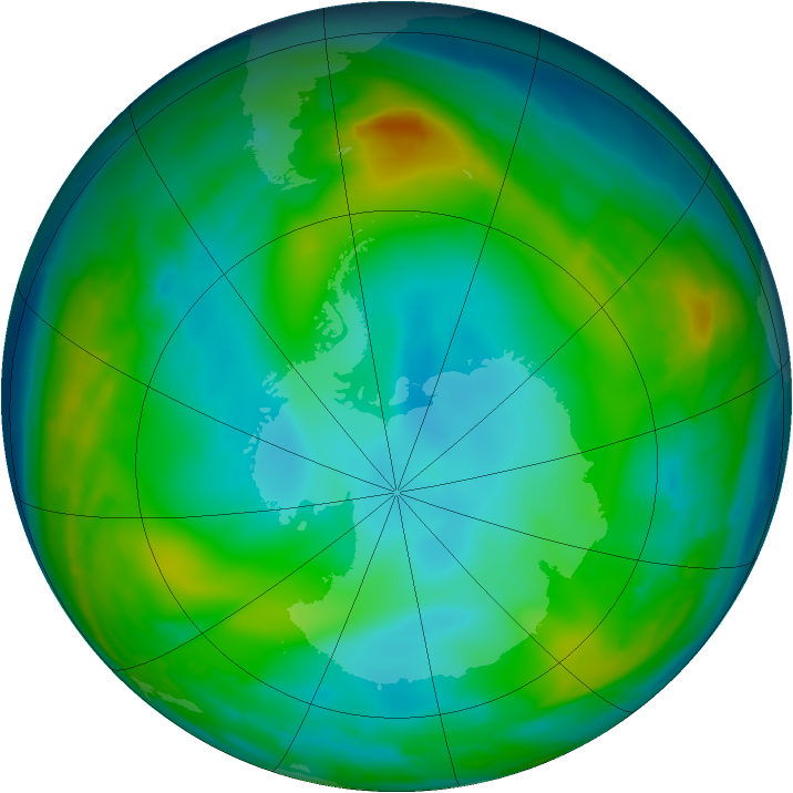 Antarctic ozone map for 23 June 2009